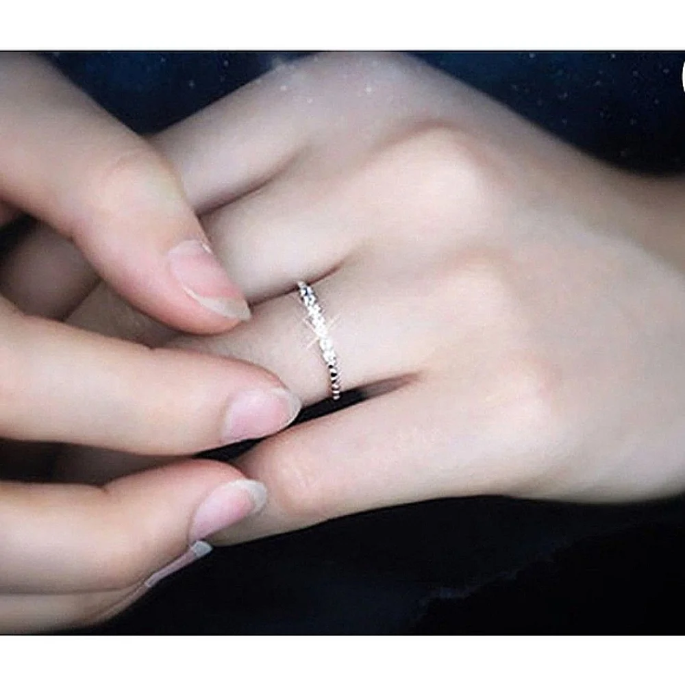 NEW Women's Simulated Diamonds 925 Sterling Silver Band Ring,‎ Adjustable